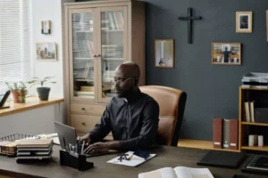 a pastor working on a sermon