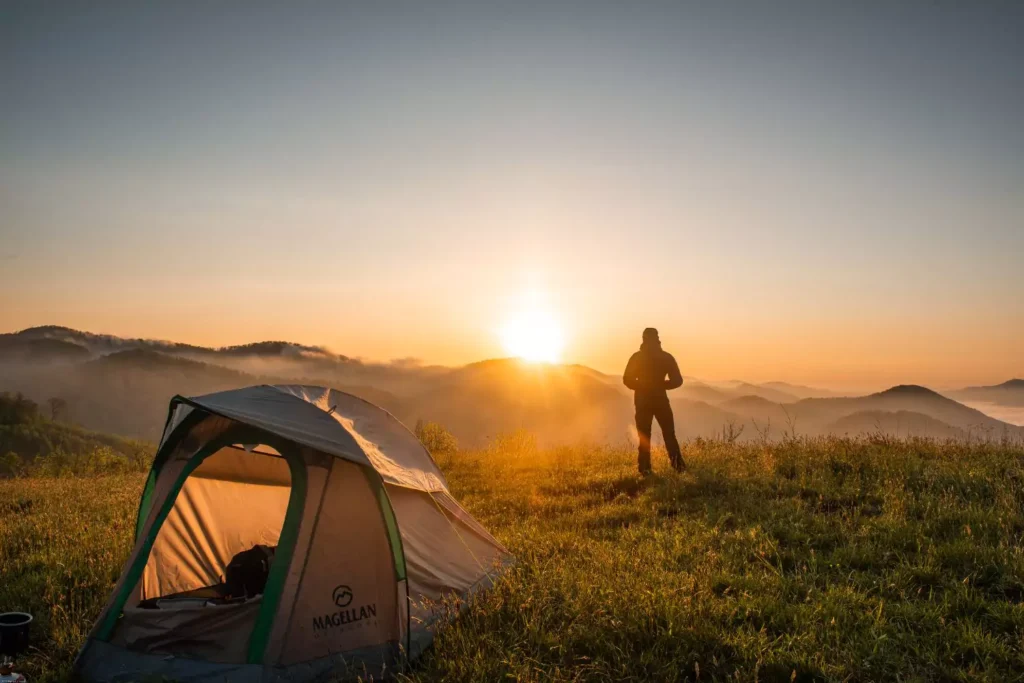 a person staying in a tent