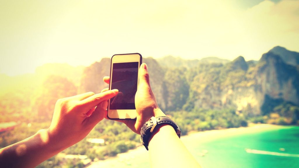using phone to take picture of exotic location