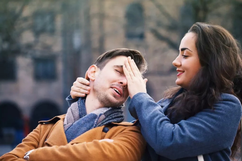 guy and girl friend being playful
