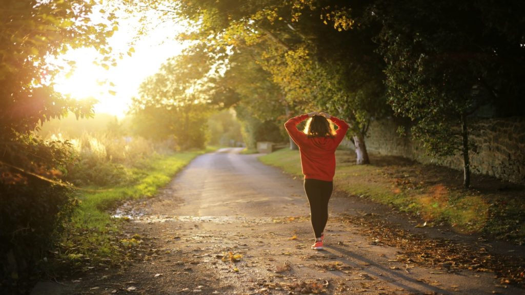 woman outside on path