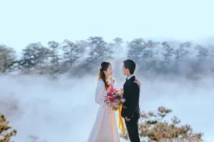 a bride and groom pursuing holiness