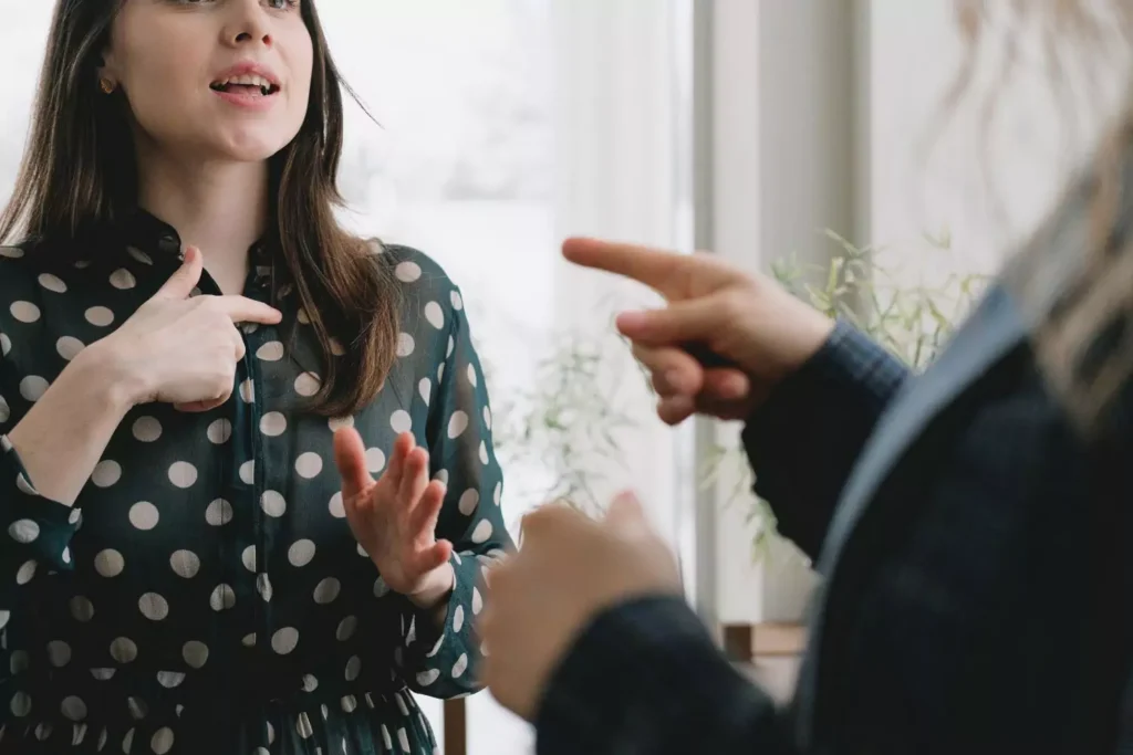 a woman dealing with church conflict in a conversation